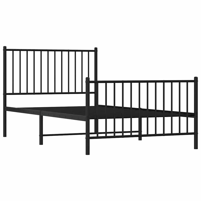 vidaXL Powder-Coated Steel Single Bed Frame in Black