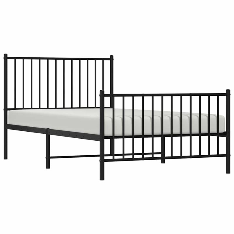 vidaXL Powder-Coated Steel Single Bed Frame in Black