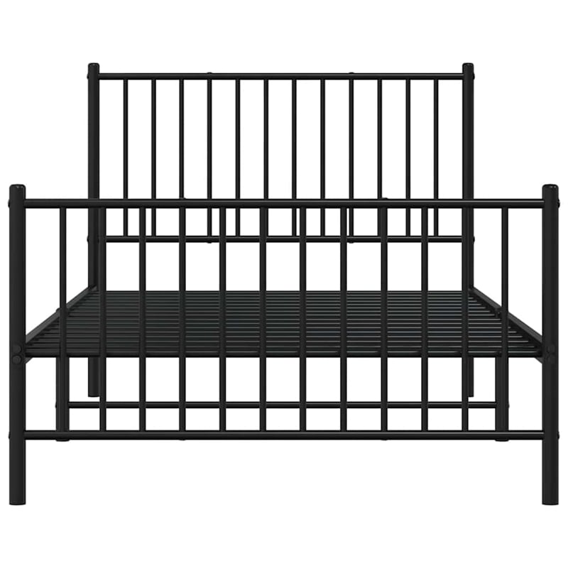 vidaXL Powder-Coated Steel Single Bed Frame in Black