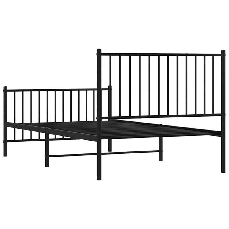 vidaXL Powder-Coated Steel Single Bed Frame in Black