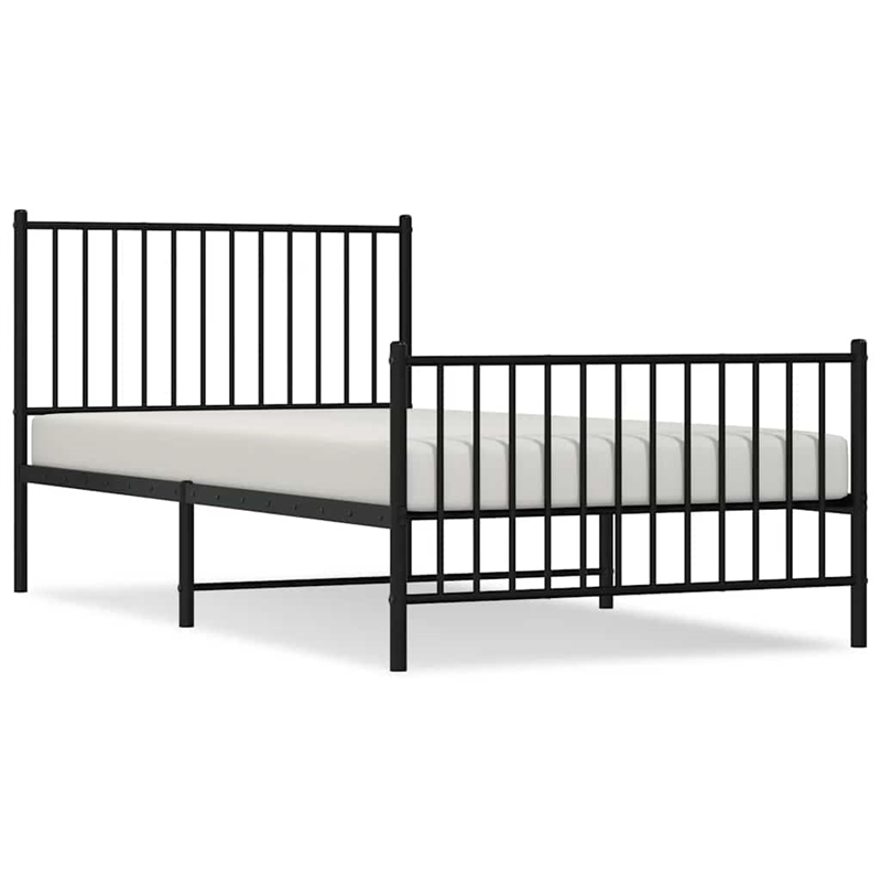 vidaXL Powder-Coated Steel Twin Bed Frame in Black