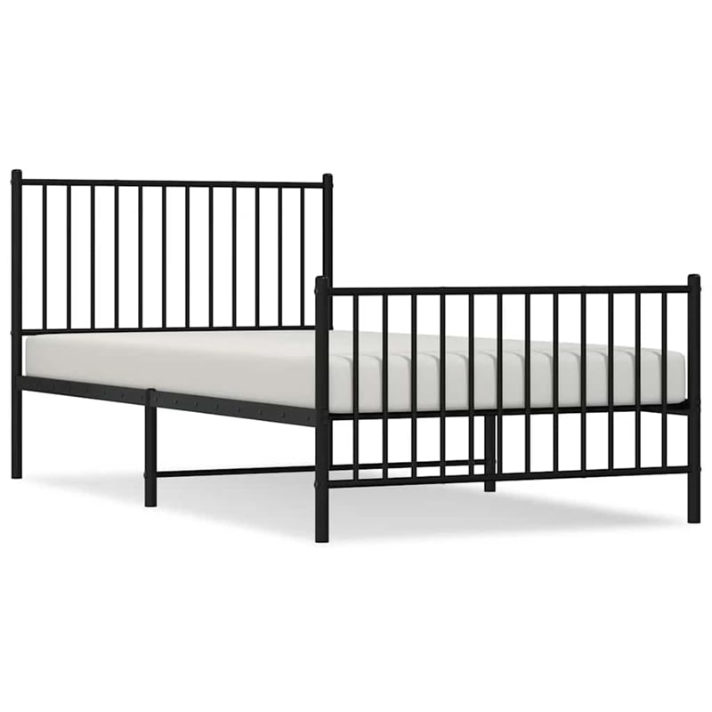 vidaXL Powder-Coated Steel Twin Bed Frame in Black