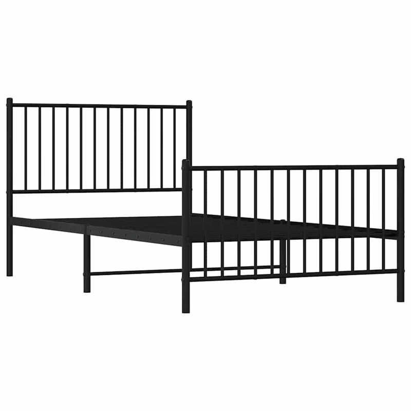 vidaXL Powder-Coated Steel Twin Bed Frame in Black
