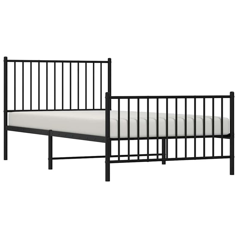 vidaXL Powder-Coated Steel Twin Bed Frame in Black