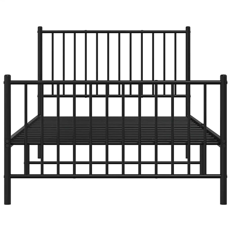 vidaXL Powder-Coated Steel Twin Bed Frame in Black
