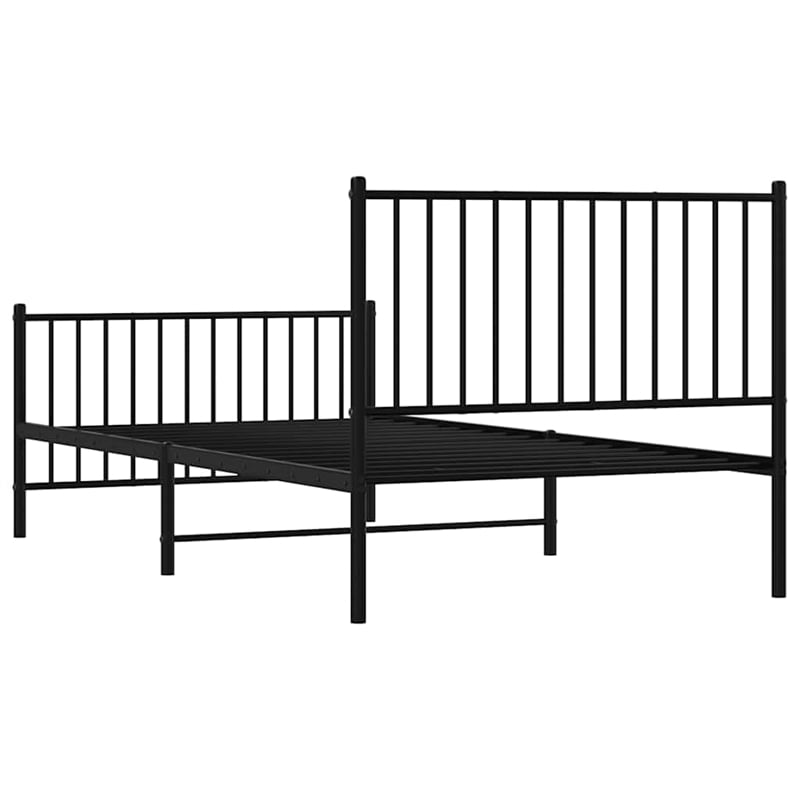 vidaXL Powder-Coated Steel Twin Bed Frame in Black
