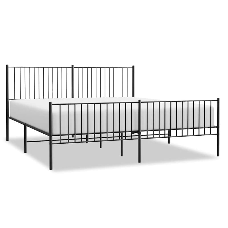 vidaXL 76 x 80 Rectangular Durable Steel Bed Frame in Black