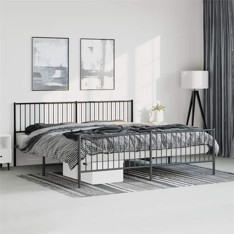 vidaXL 76 x 80 Rectangular Durable Steel Bed Frame in Black