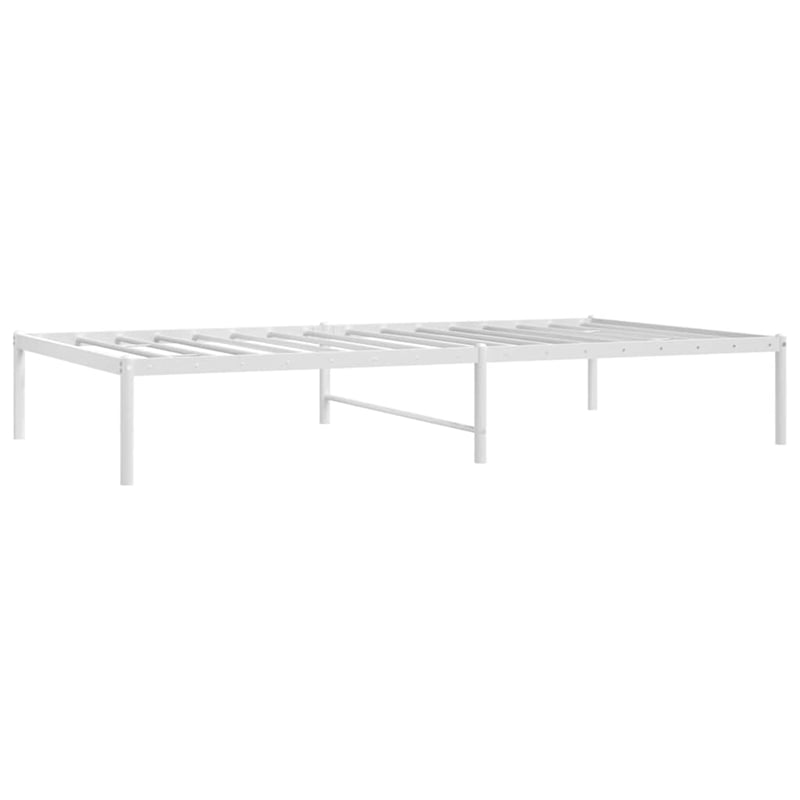 vidaXL Powder-Coated Steel Single Bed Frame in White Steel