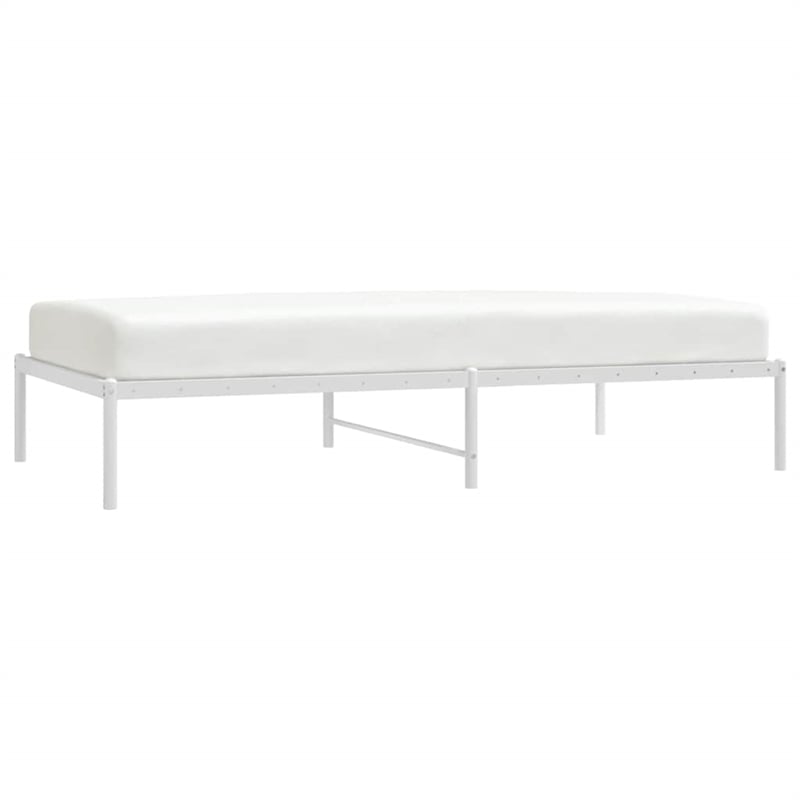 vidaXL Powder-Coated Steel Single Bed Frame in White Steel