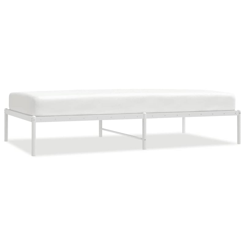 vidaXL Powder-Coated Steel Single Bed Frame in White Steel