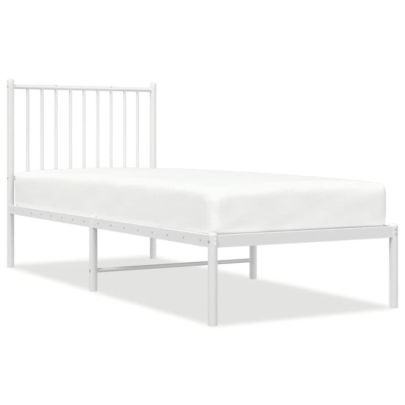 vidaXL Rectangular Small Steel Single Bed Frame in White