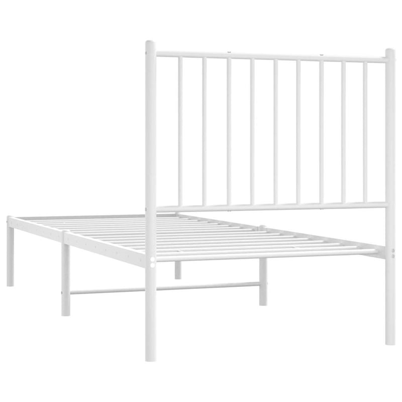 vidaXL Rectangular Small Steel Single Bed Frame in White