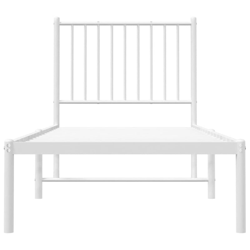 vidaXL Rectangular Small Steel Single Bed Frame in White