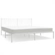 vidaXL Powder-Coated Steel Cal King/Double Bed Frame in White