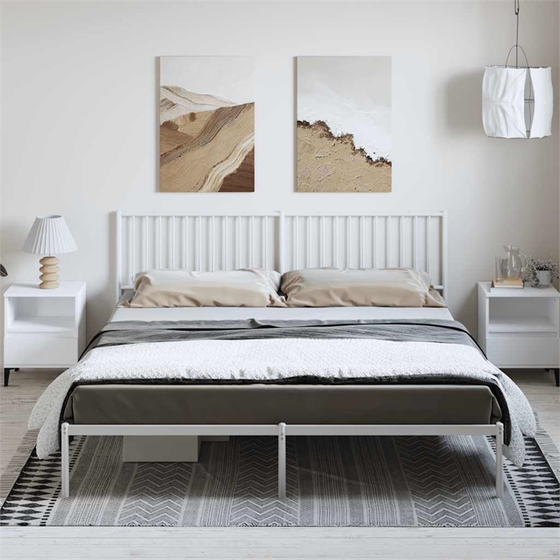 vidaXL Powder-Coated Steel Cal King/Double Bed Frame in White