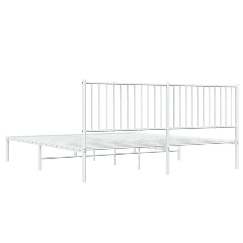 vidaXL Powder-Coated Steel Cal King/Double Bed Frame in White