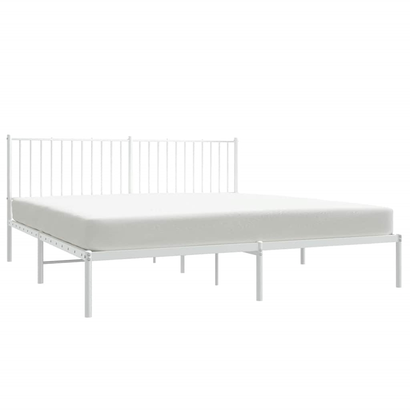 vidaXL Powder-Coated Steel Cal King/Double Bed Frame in White