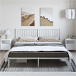 vidaXL Powder-Coated Steel Cal King/Double Bed Frame in White