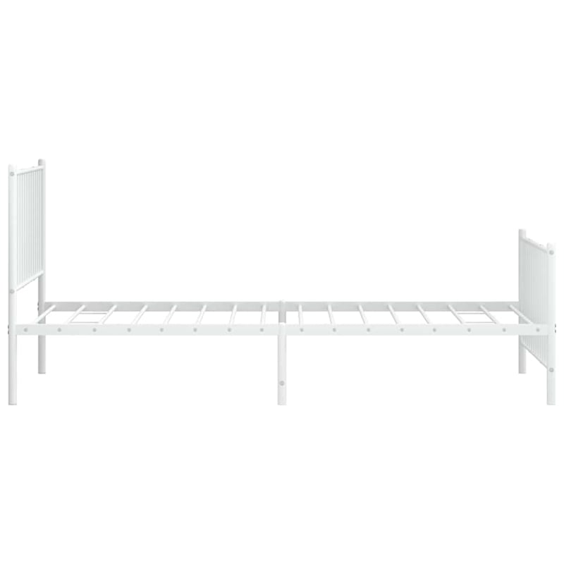 vidaXL Powder-Coated Steel Twin Bed Frame in White