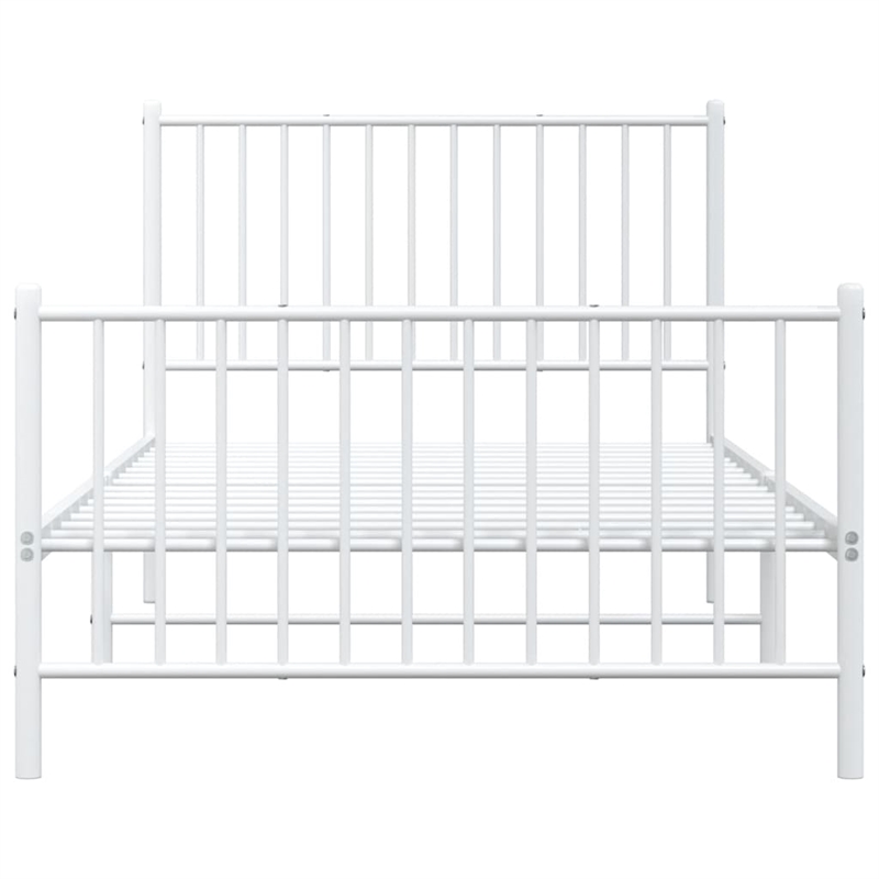 vidaXL Powder-Coated Steel Twin Bed Frame in White