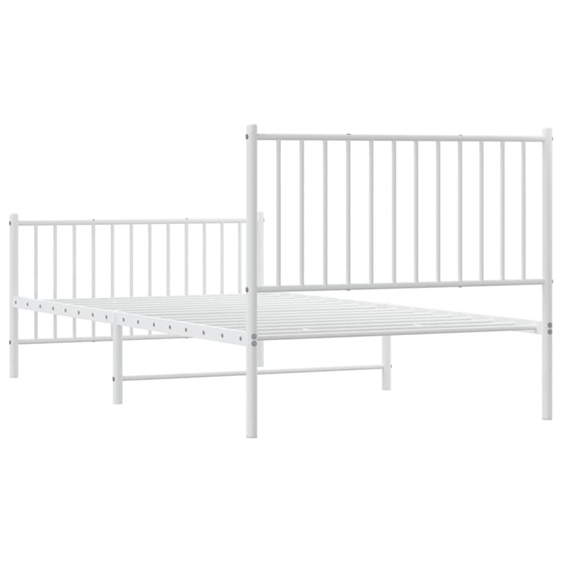 vidaXL Powder-Coated Steel Twin Bed Frame in White