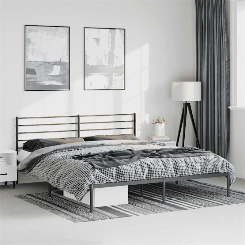 vidaXL Rectangular Steel California King Bed Frame in Black