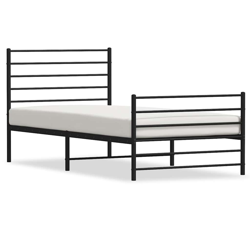 vidaXL Powder-Coated Steel Twin Bed Frame in Black