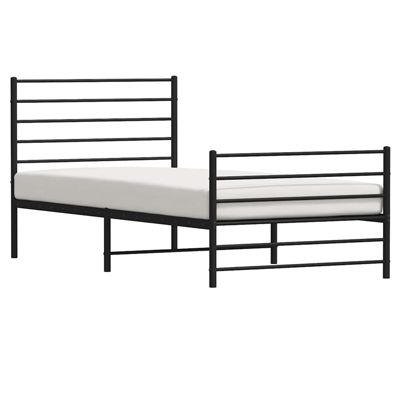 vidaXL Powder-Coated Steel Twin Bed Frame in Black