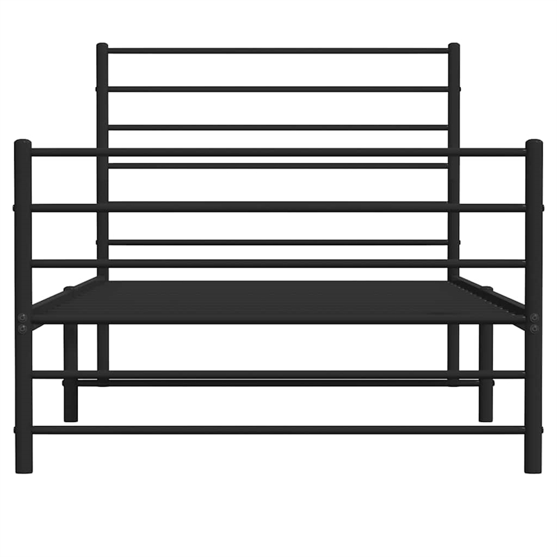vidaXL Powder-Coated Steel Twin Bed Frame in Black