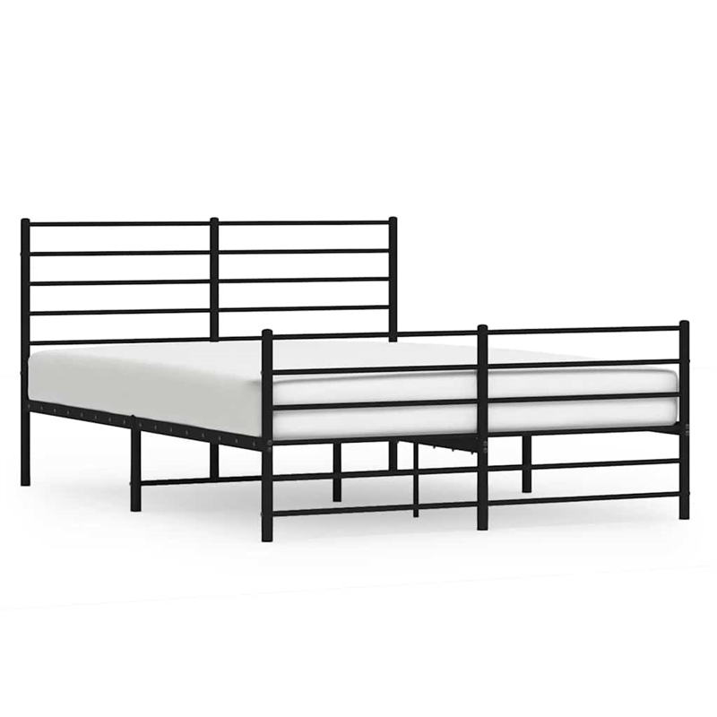 vidaXL Rectangular Traditional Steel King Bed Frame in Black