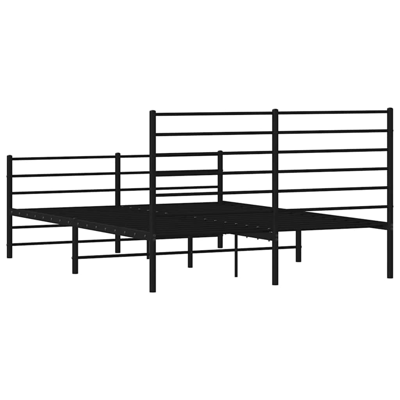vidaXL Rectangular Traditional Steel King Bed Frame in Black
