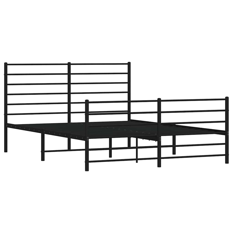 vidaXL Rectangular Traditional Steel King Bed Frame in Black