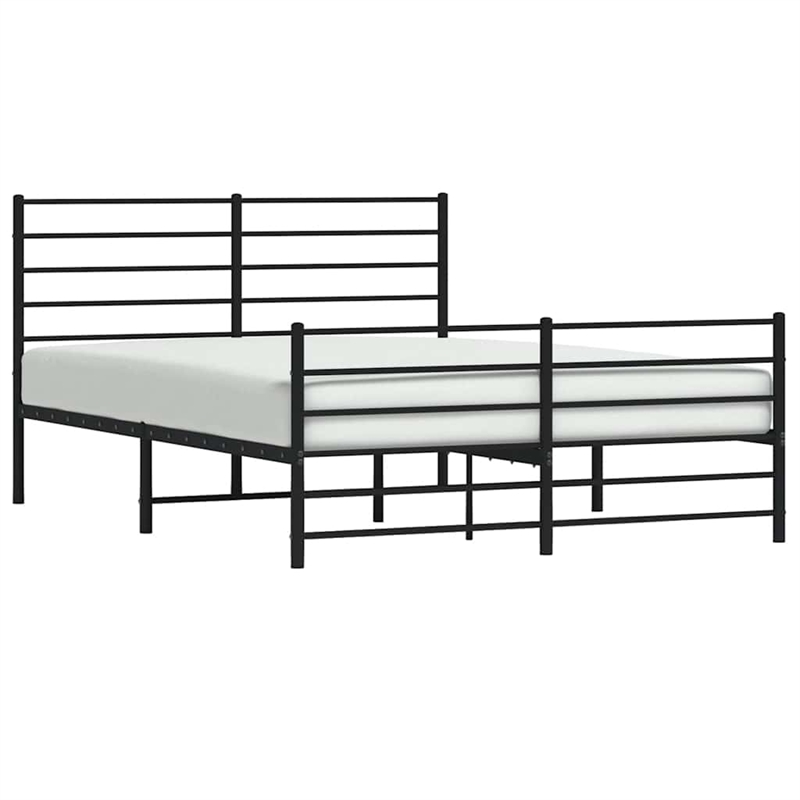 vidaXL Rectangular Traditional Steel King Bed Frame in Black