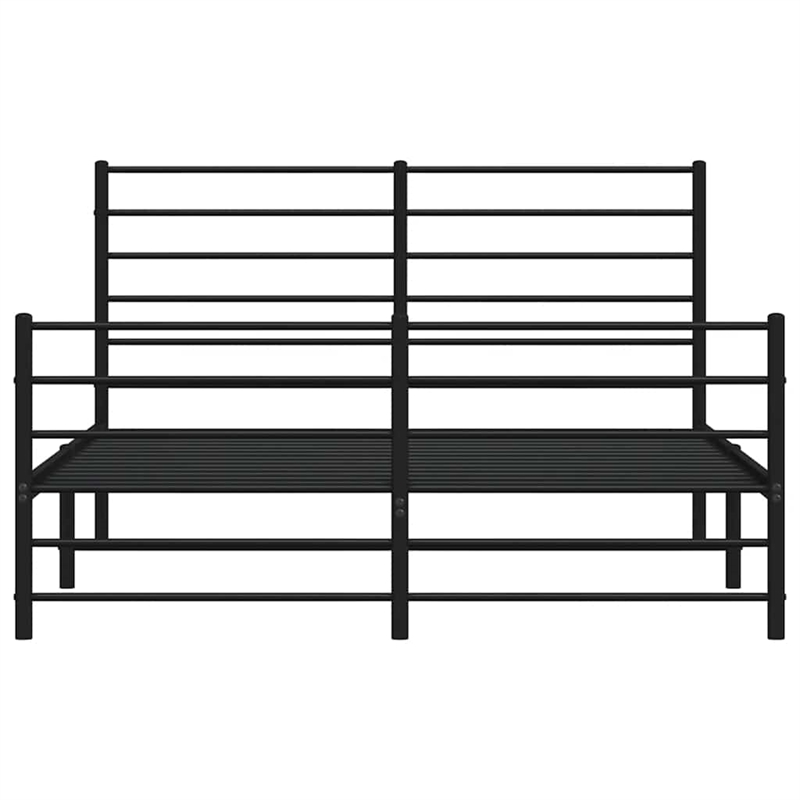 vidaXL Rectangular Traditional Steel King Bed Frame in Black
