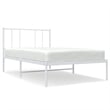 vidaXL Rectangular Powder-Coated Steel Twin Bed Frame in White