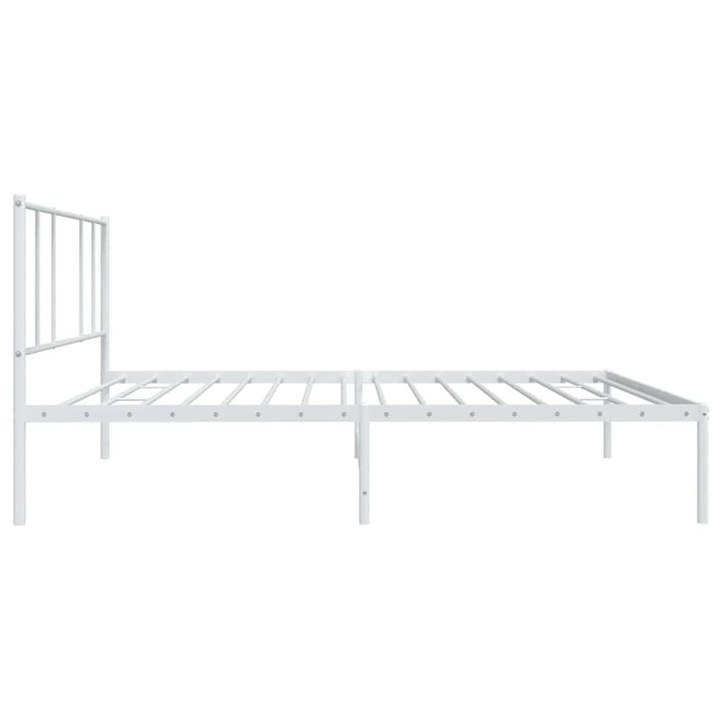 vidaXL Rectangular Powder-Coated Steel Twin Bed Frame in White