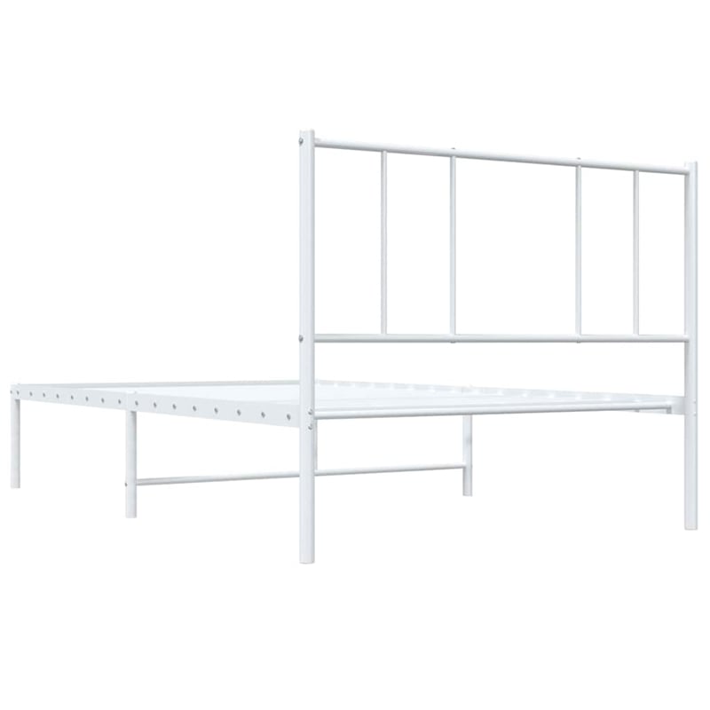 vidaXL Rectangular Powder-Coated Steel Twin Bed Frame in White