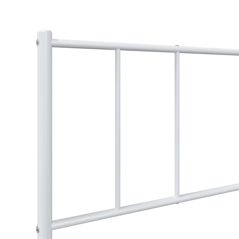 vidaXL Rectangular Powder-Coated Steel Twin Bed Frame in White