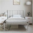 vidaXL Rectangular Powder-Coated Steel Twin Bed Frame in White