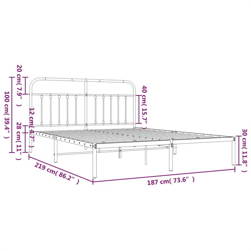 vidaXL Rectangular Steel Full Durable Bed Frame in Black