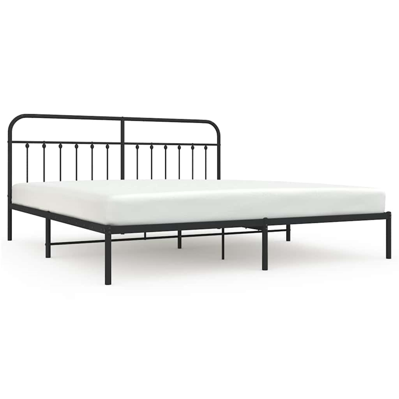 vidaXL Rectangular 76.0 x 80.0 Steel Bed Frame in Black