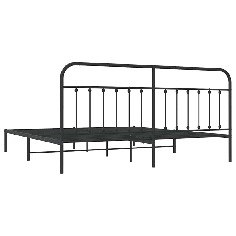 vidaXL Rectangular 76.0 x 80.0 Steel Bed Frame in Black