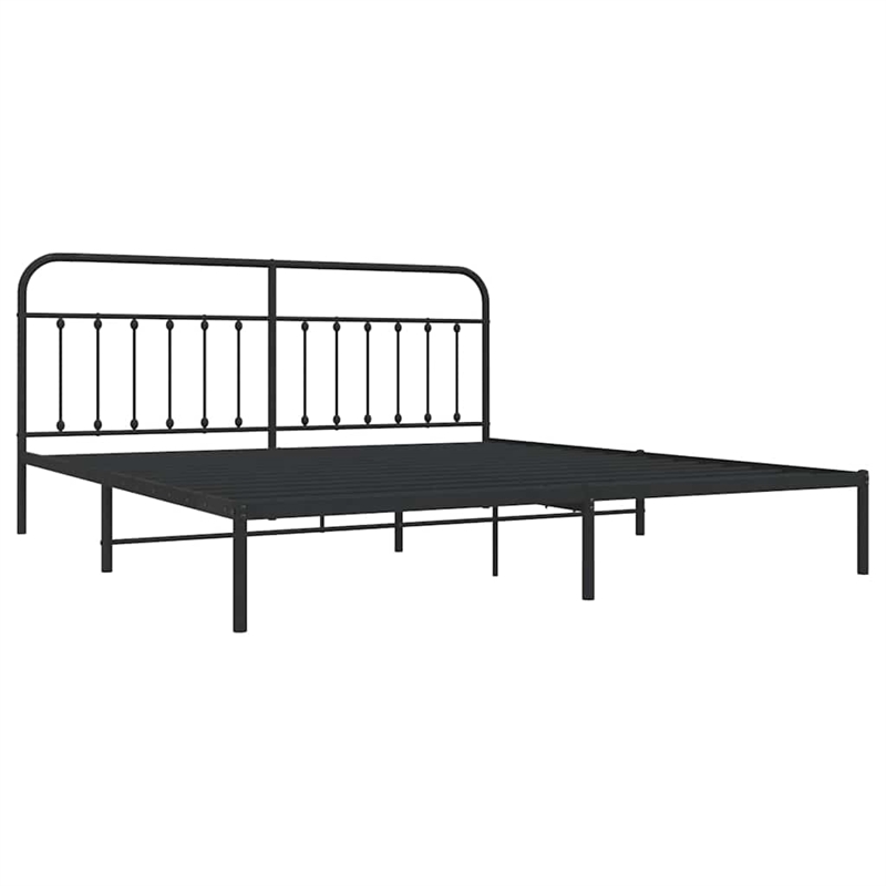 vidaXL Rectangular 76.0 x 80.0 Steel Bed Frame in Black