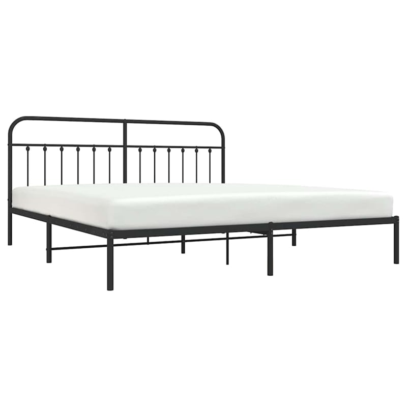 vidaXL Rectangular 76.0 x 80.0 Steel Bed Frame in Black