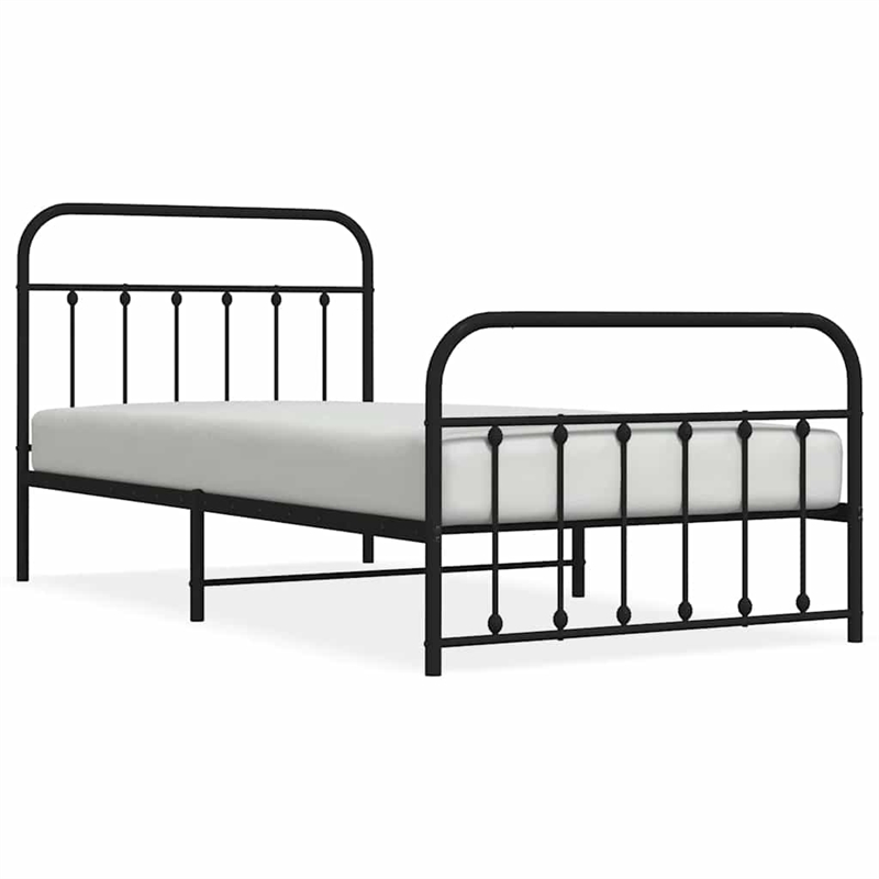 vidaXL Powder-Coated Steel Single Bed Frame in Black