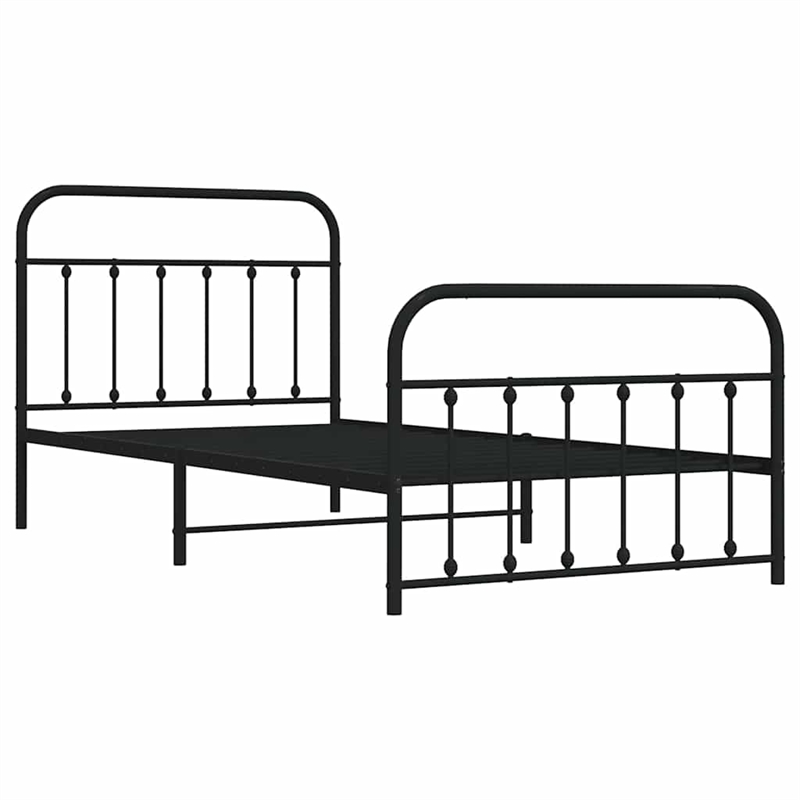 vidaXL Powder-Coated Steel Single Bed Frame in Black