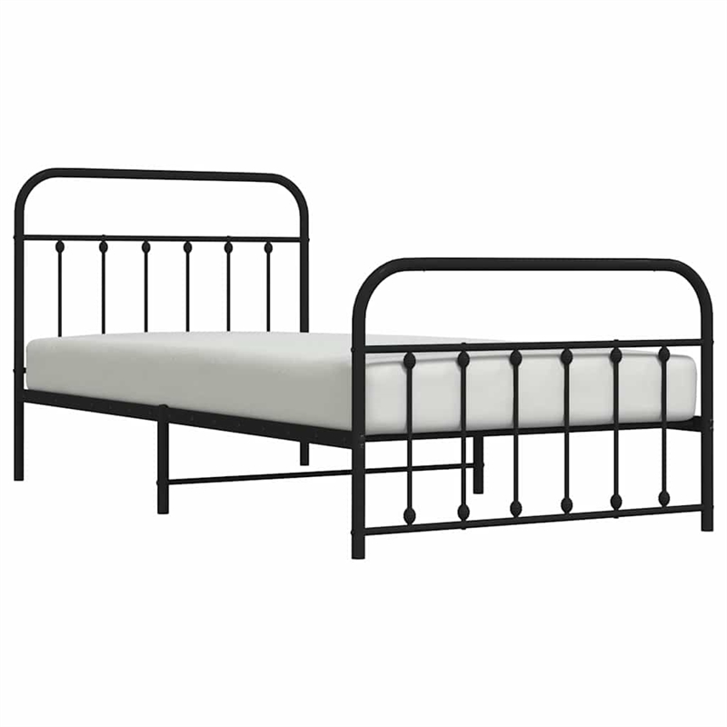vidaXL Powder-Coated Steel Single Bed Frame in Black