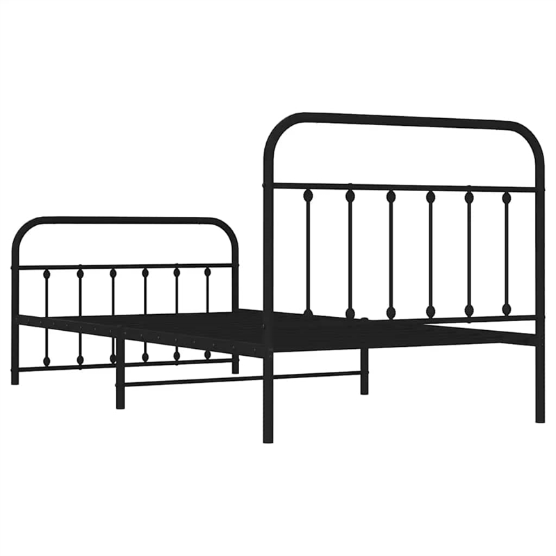 vidaXL Powder-Coated Steel Single Bed Frame in Black