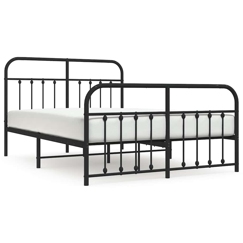 vidaXL Powder-Coated Steel King Bed Frame in Black